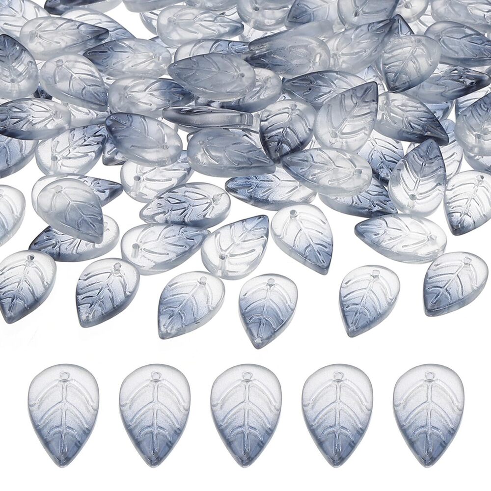 2047 Leaf Beads, 100Pcs Crystal Leaf Beads Translucent Czech Glass Beads